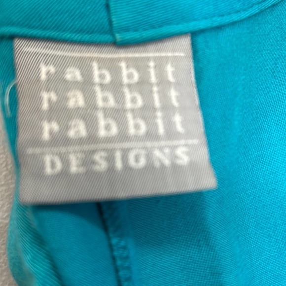 RABBIT RABBIT RABBIT Vintage 1980’s Belted Dress Teal - Picture 11 of 16